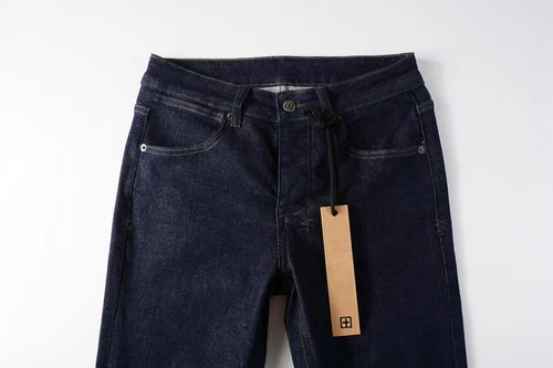 NUEVO KSUBI Pantalones de mezclilla para hombre Soild azul oscuro de moda de calle alta talla 28-38 - Imagen 5 de 11