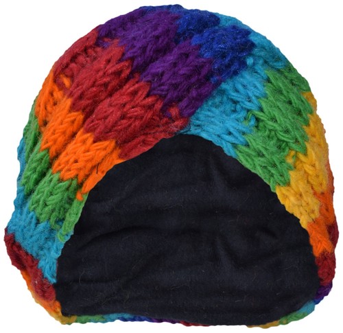 Laine Handknit Chaud Doublé Polaire Vif Hiver Hippie Noeud Bonnet Népalaises - Picture 29 of 31