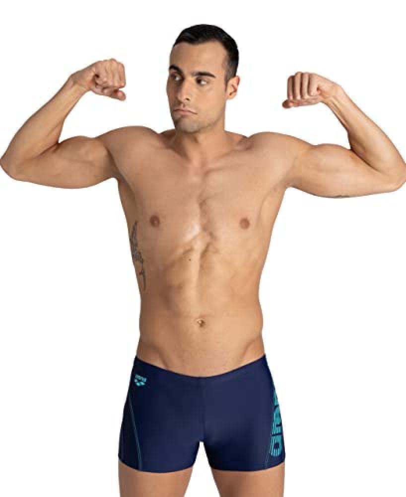 (TG. 48) Arena M BYOR Evo Short R Swim Trunks, Navy-Navy-Turquoise, 48 Men's - N