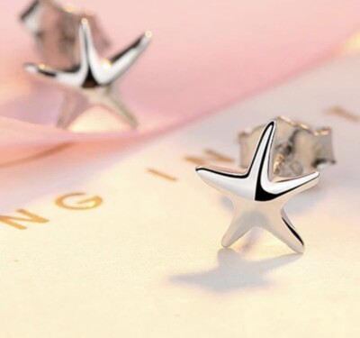 925 Sterling Silver SP ~ Starfish Ocean Earrings W/ Gift Box   FREE SHIPPING!!