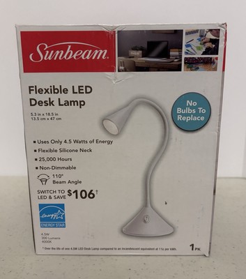 Two Sunbeam Flexible Desk Lamps Energy Star LED Adjustable Desk Lamps White 