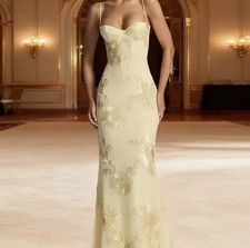 Women Summer Autumn Mesh Flower Maxi Long Bodycon Bnadage Backless Dress