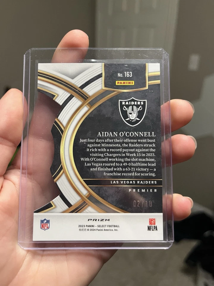 2023 Panini Select - Premier Level Gold Prizm #163 Aidan O'Connell /10 - Image 2 of 2