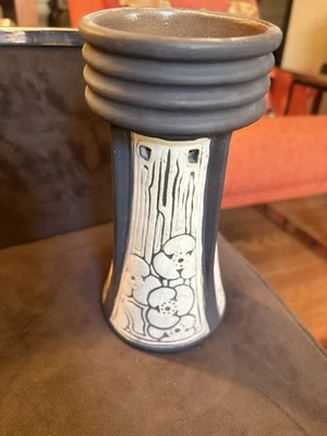 Rare Weller Claywood Atlantic Buttressed Arts & Crafts Pottery Vase Great Design - Image 1 of 4