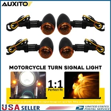 4X Motorcycle Turn Signal Lights Bullet Blinker Amber Lens Indicator For Harley