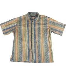 Tori Richard Shirt Mens XL Blue Orange Cotton Lawn Resort Button Up Made In USA