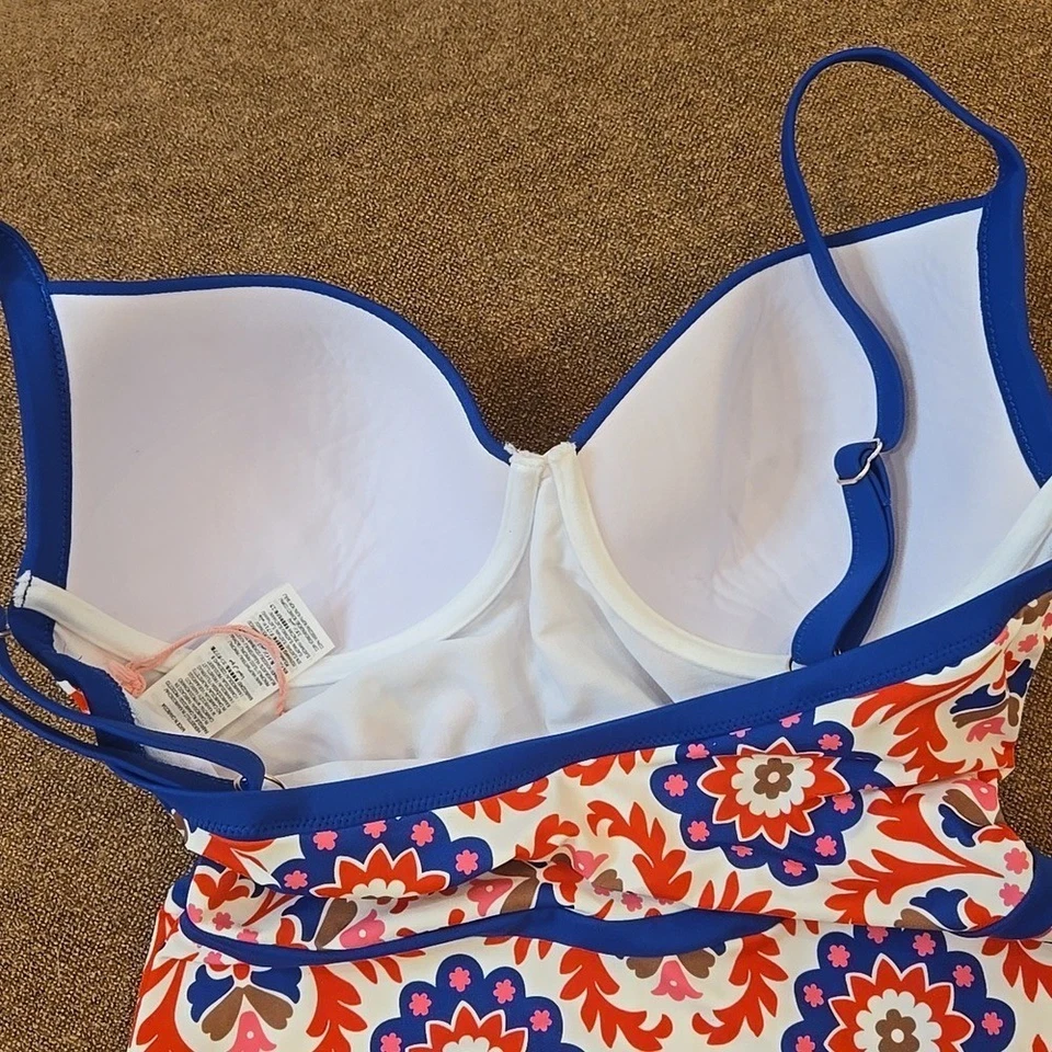 Traje de baño Boden color pop talla copa en mosaico flor estampado geométrico una pieza 36D Foto 4 de 4