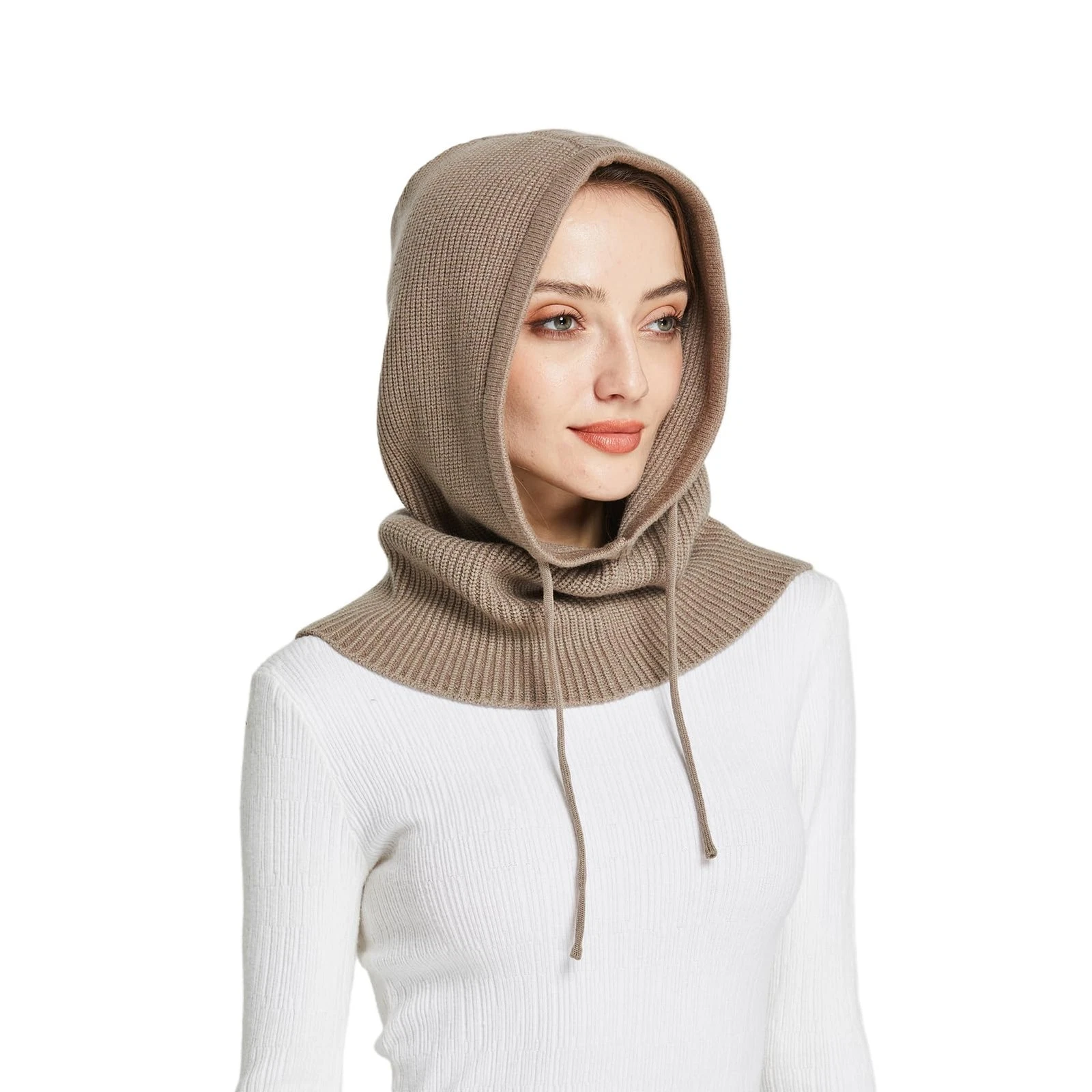Winter Hats for Women, Wool Blend Hooded Scarf Hat for Women Balaclava Knit S...