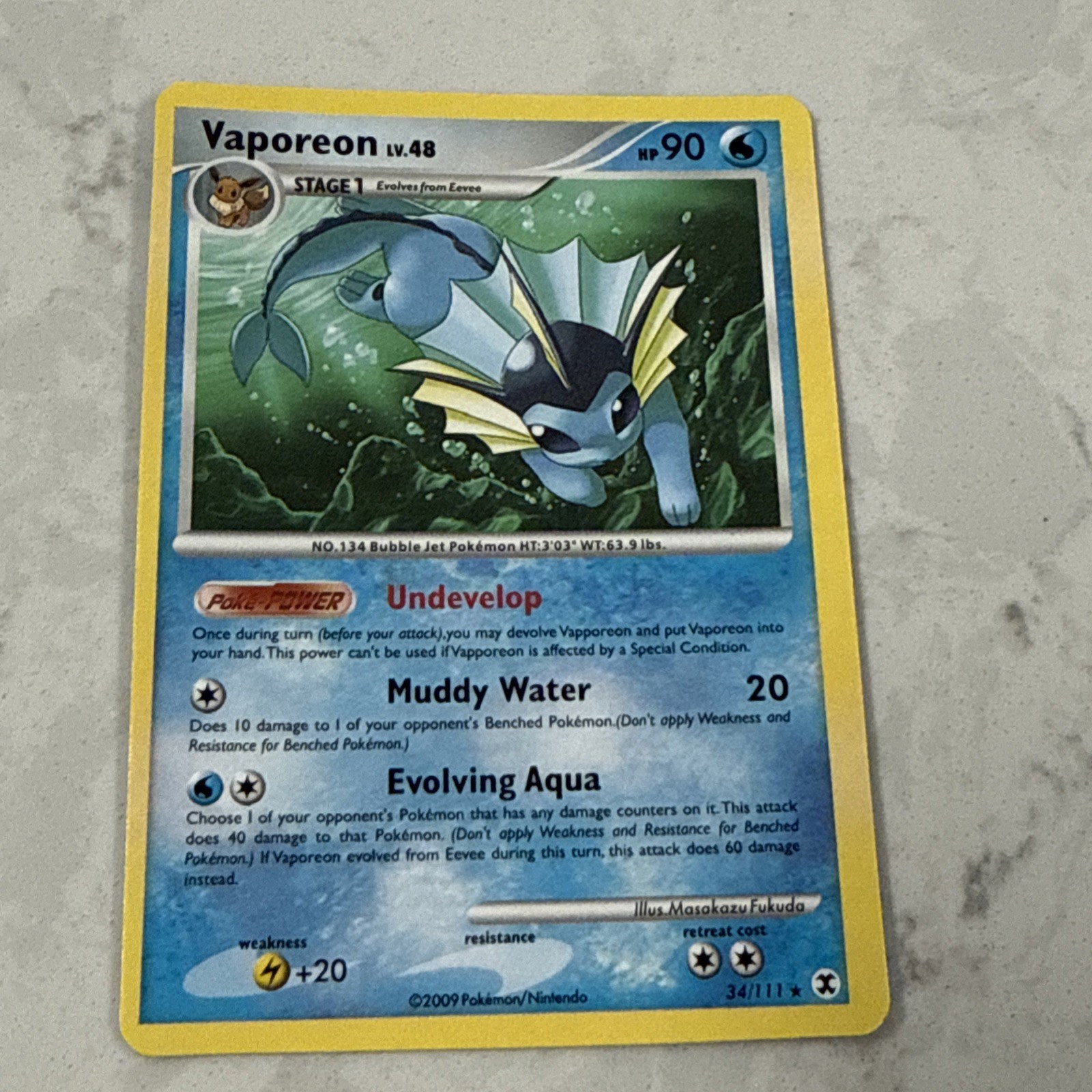 Vaporeon 34/111 Rising Rivals Regular