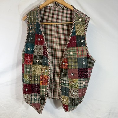 Vintage Patchwork Quilt Vest Patch 19.5  Chest 22  Long Unbranded