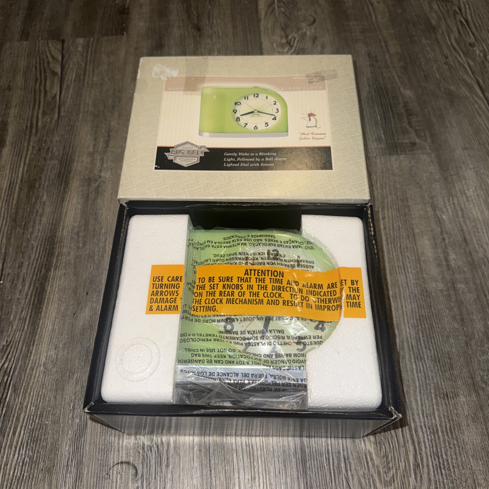 Big Ben Retro MOON BEAM ALARM CLOCK -JADITE—NEW IN BOX—mid-century design