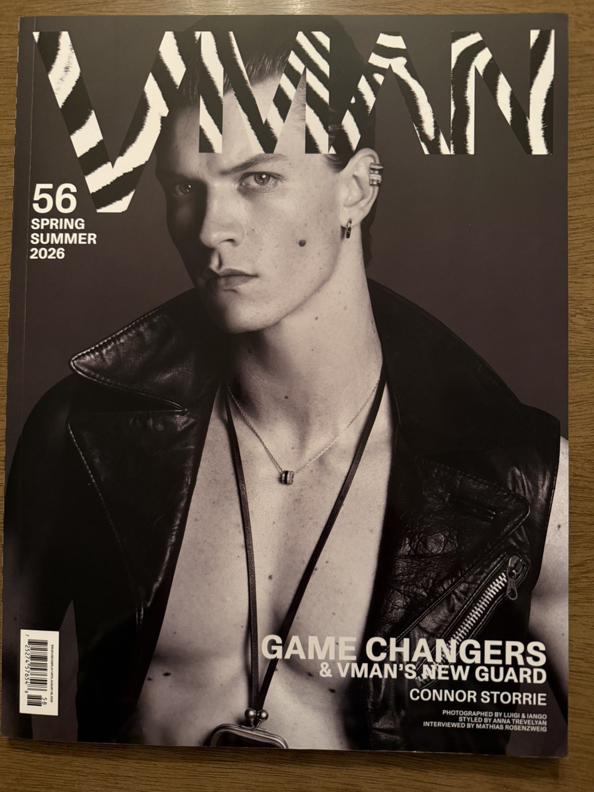 CONNOR STORRIE VMAN MAGAZINE SPRING/SUMMER 2026 ISSUE 56 Slick back hair!