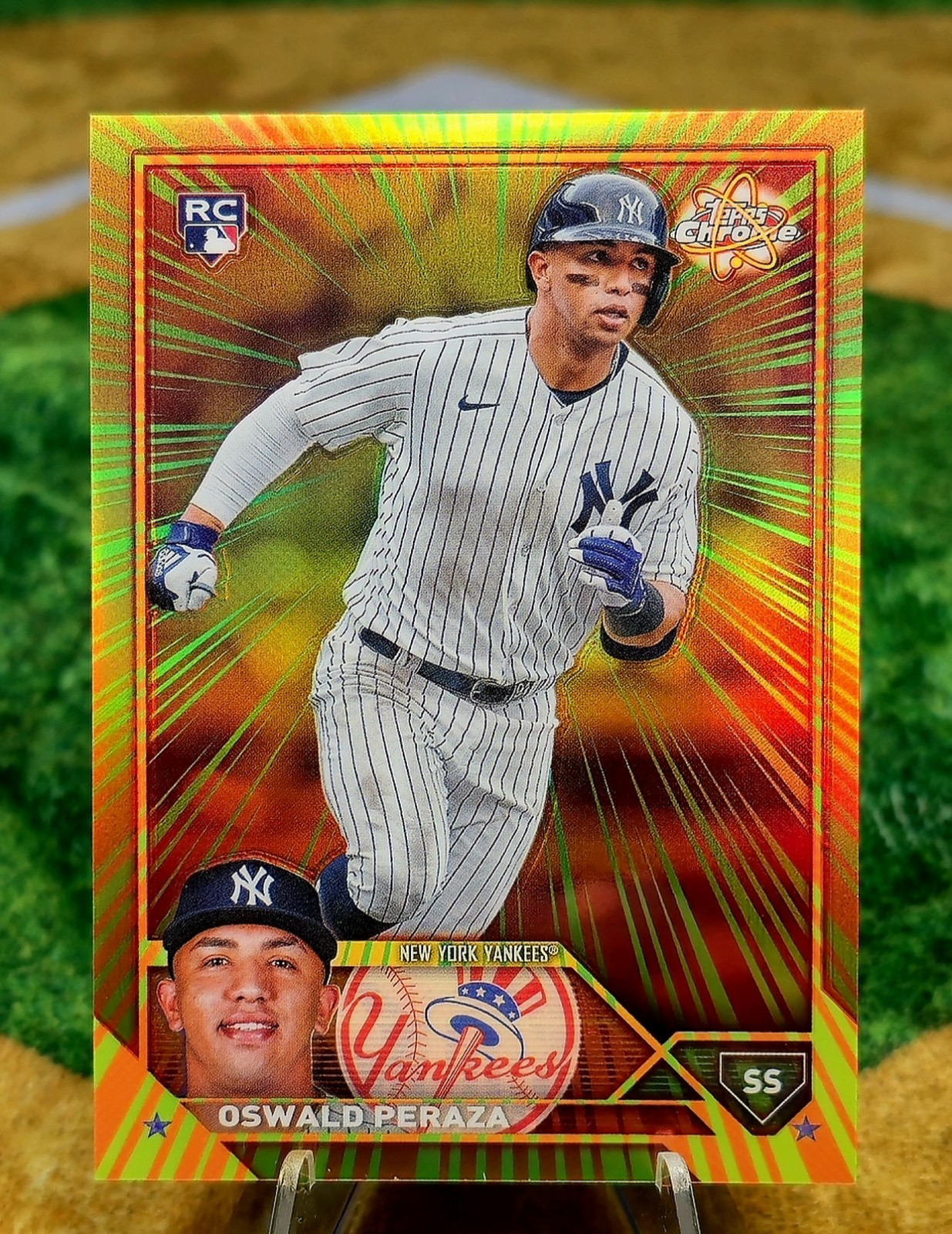 2023 Topps Chrome Update OSWALD PERAZA RC Radiating Rookie SSP New York Yankees