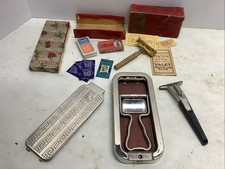 Vintage Razors And Blades Lot -Valet “The Million Dollar Razor” & Rolls ++Blades
