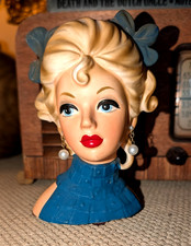 Relpo Halter Top 6" Blonde Mod Teen Wow Eyes Lady Headvase Vtg Head Vase Mint E1