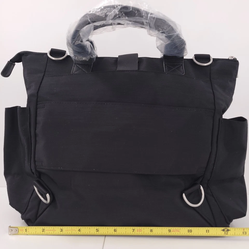 Baggallini 3 en 1 Mochila Convertible Bolso de Mano Negro Grande Plateado RFID Muñequera Foto 4 de 4