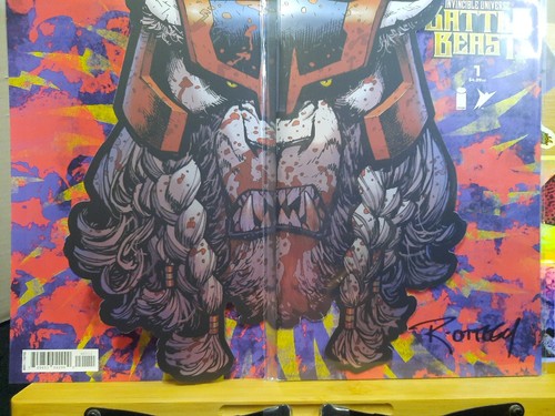 Signed OTTLEY Battle Beast #1 Foil Die Cut Mask Variant !! w/COA!! 2 Book Set! - Picture 18 of 24