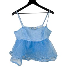 Urban Outfitters Medium Sheer Open Back Mesh Cami Tank Top Blue