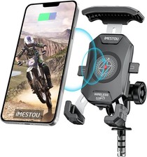 Motorcycle Fork Stem Phone Mount with Wireless & USB C Charger 1" RAM Ball