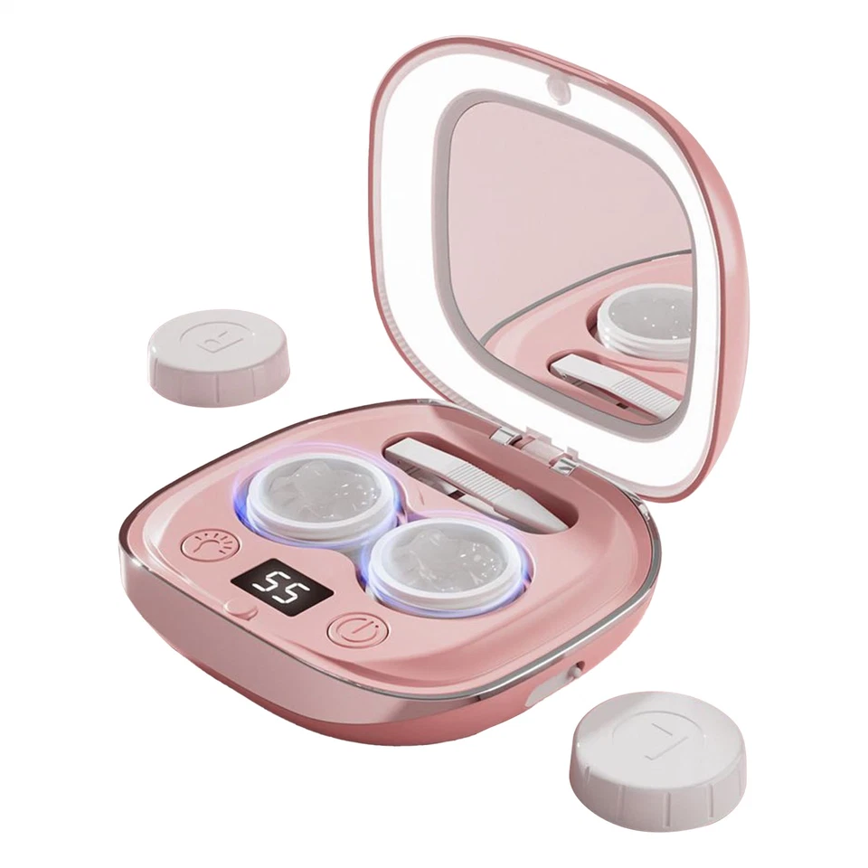 Lentes de contacto ultrasónicas recargables limpiador automático estuche de cuidado máquina de limpieza USB Foto 3 de 4