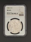 1885-O Morgan Silver Dollar NGC MS64+ - Beautiful Blast White And Great Luster