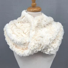 Shaggy Faux Fur Infinity Scarf Cream Fairycore Princesscore Glam Perfect Cond.