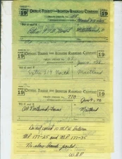 DETROIT, TOLEDO & IRONTON R.R. DT&I TRAIN ORDERS (16) MAITLAND (SPRINGFIELD) OH.