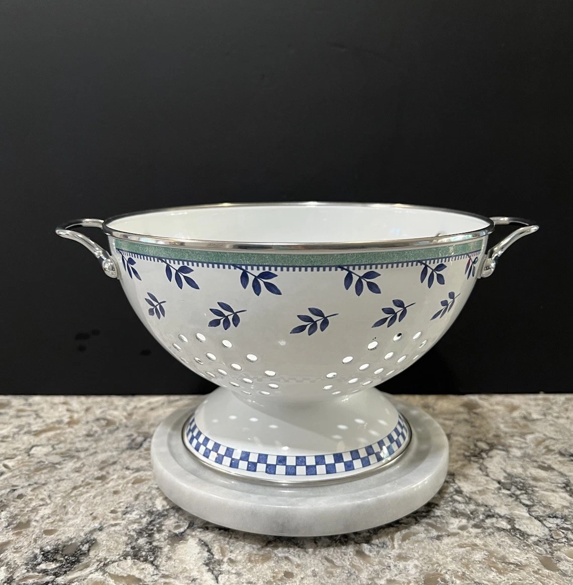 Villeroy & Boch Blue & White Enameled Colander / Strainer “Beautiful “