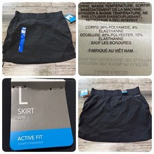 Columbia Active Fit Athletic Skort Skirt Women s L Black Side Drawstring Hiking