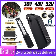 36V 48V 52V 10/15/20Ah Ebike Lithium Battery w/Charger for Electric Bike Motors