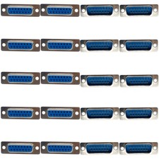 Jienk 20PCS DB15 Male and Female Solder Type Connector, RS232 Serial 15 Blue