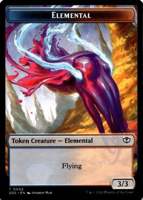 MTG Elemental (0002) // Treasure Token NM T 2 // 12 Secrets of Strixhaven