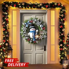 Christmas Gnome Door Banner for Holiday Front Porch Decor Santa Elf Wreath Hangi