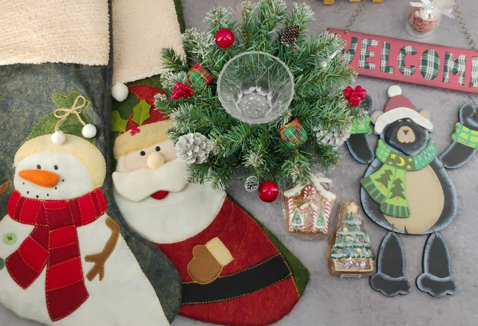 质朴的圣诞节套装长袜中心件熊门标志及更多! — 第 2/4 张图片