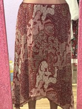 boho indie hippie red n white layered vtg 90s paisley maxi skirt