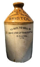 Antique Pickup & Co Bristol Botanical Brewers 11" Stoneware Jug 1909