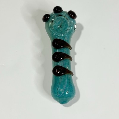 5'' Handmade Glass Tobacco Spoon Smoking Bowl  Pipe Turquoise - Left Handed