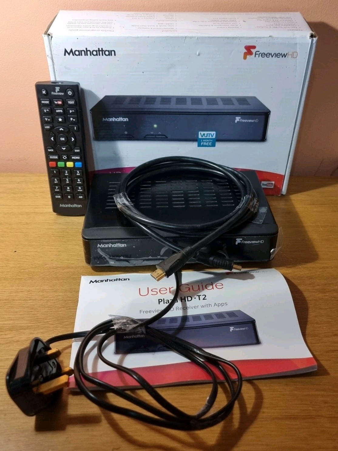 Manhattan Plaza HD-T2 HD DVB Freeview TV Set Top Box (1080p) Remote HDMI Boxed