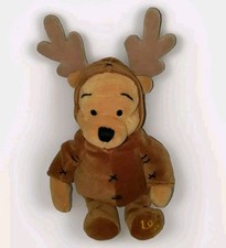 Vtg The Disney Store Winnie the Pooh Reindeer Bean Bag Beanie Plush Toy 1999
