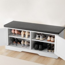 Uimoso Shoe Storage Bench 39.4x14x18.1 Inch with Cushion and Adjustable Shelves