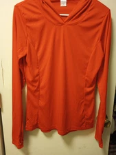 Sport-tek Small Ladies Fitted Exercise Shirt Red Thumbholes   Hoodie