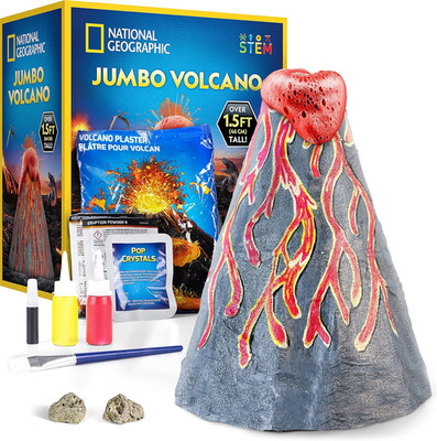 National Geographic Jumbo Volcano Science Kit - 18'' Giant Volcano with Multiple