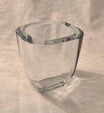 Vintage Strömbergshyttan Swedish Clear Ice Blue Tint Crystal Vase Midcentury 