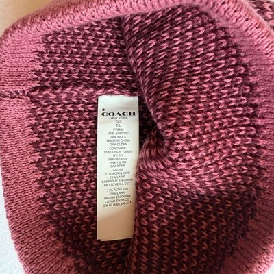 Coach Colorblock Knit Beanie Pink‎ Burgundy Wool Blend Hat NOWT Logo Winter Coach Colorblock Hats for Women | Mercari main image 2