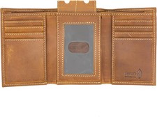 RFID Blocking Men s Trifold Leather Wallet with Thumb ID Window, Key Holder Y...