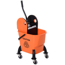 Mop Bucket with Removable Wringer 26L Orange PP Plastic on Wheels 44x36x90cm 4W