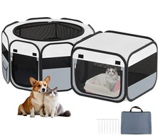 Portable Pet Cat Playpen, Foldable Dog Playpen for Indoor and Outdoor Use, Tw...