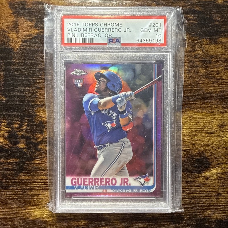 2019 TOPPS CHROME VLADIMIR GUERRERO JR ROOKIE PINK REFRACTOR #201 PSA 10