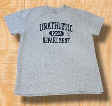 NWOT! UNATHLETIC DEPARTMENT 1994 Brisco Brands Large Heather Gray T-Shirt HUMOR