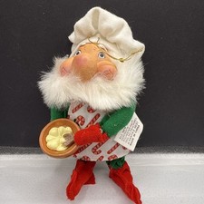 1992 SANTA'S BEST Chef Ornament Santa Chubby Plush Santa Cooking Bendable 8"